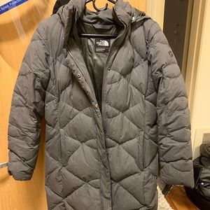 Grey north face parka